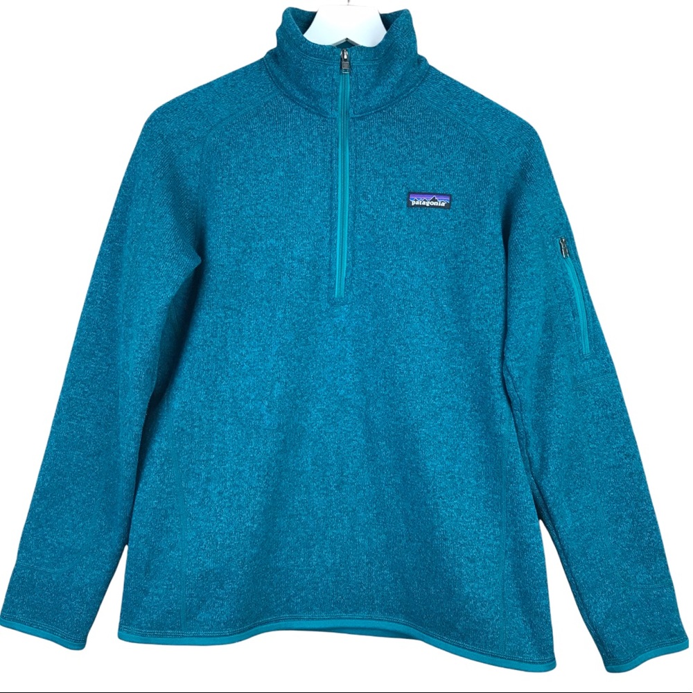 Patagonia Teal Blue Green Quarter Zip Pullover Better Sweater Women Sz M